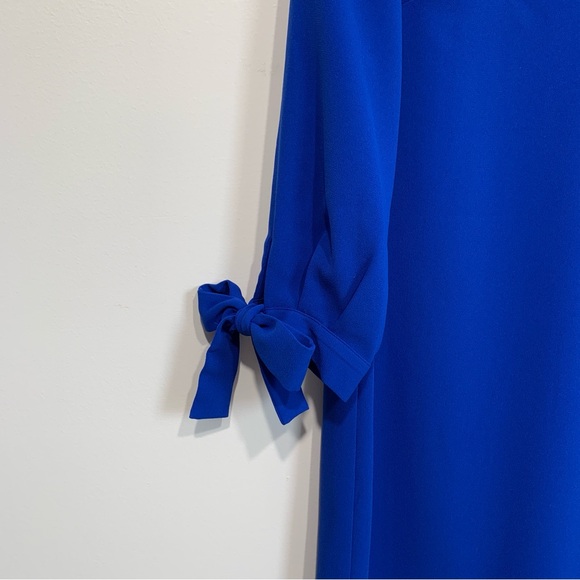New! $129 CeCe Women's Tie Cuff 3/4-Sleeve V-Neck Shift Dress Blue Size 4 - Picture 5 of 8